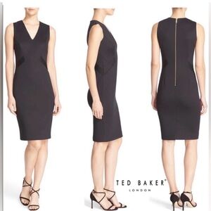 Ted Baker Black V-Neck Neoprene “Aaleyad” dress